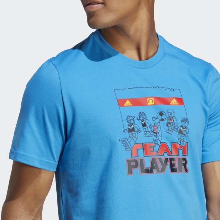 Camiseta Azul Fashion Adidas X Lego Com Estampa De Futebol