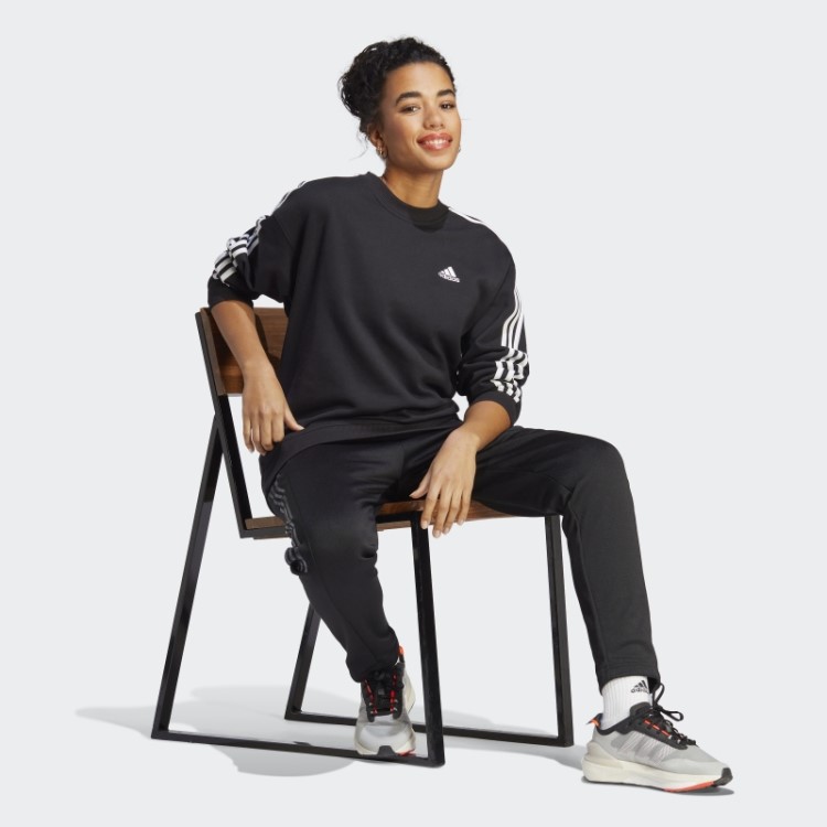 Sweatshirt Com As 3 Riscas Essentials Preto Adidas