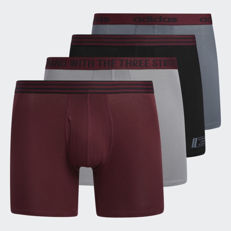 Cuecas Boxer De Algodão 4 Pares Adidas Bordô
