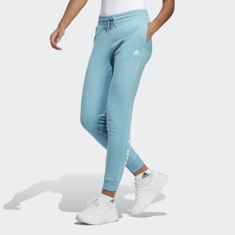 Adidas Essentials Calça Jogger Linear French Terry Com Punho Azul