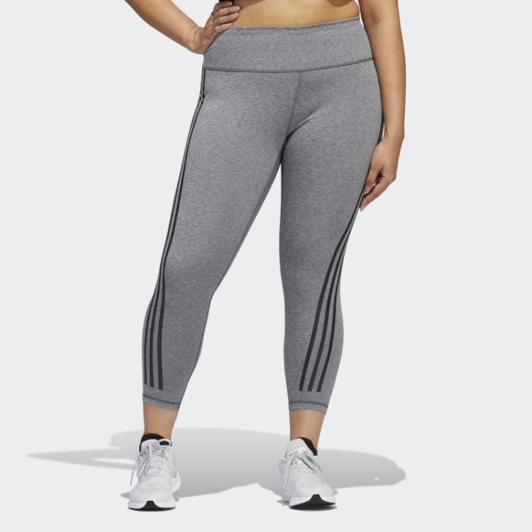 Legging Adidas Optime Trainicons 3 Listras 7/8 (tamanho Grande) Urze Cinza Escuro