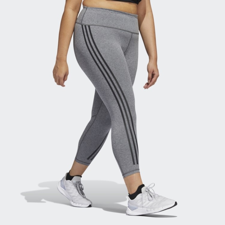 Legging Adidas Optime Trainicons 3 Listras 7/8 (tamanho Grande) Urze Cinza Escuro