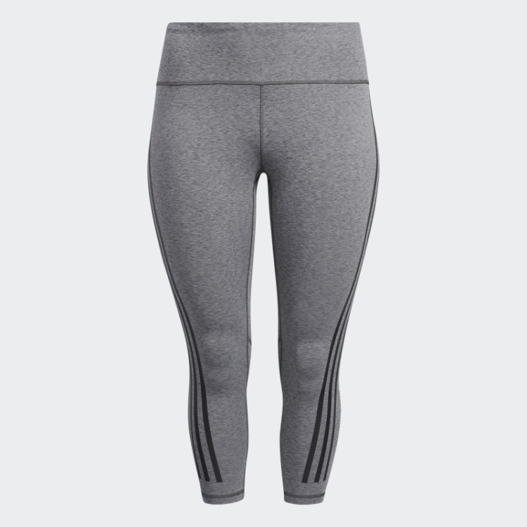 Legging Adidas Optime Trainicons 3 Listras 7/8 (tamanho Grande) Urze Cinza Escuro