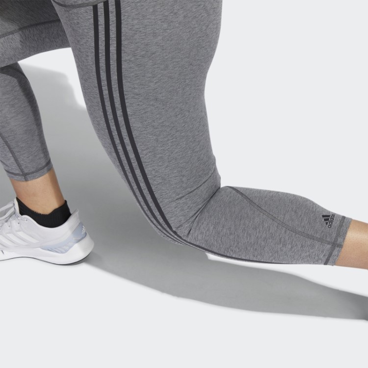 Legging Adidas Optime Trainicons 3 Listras 7/8 (tamanho Grande) Urze Cinza Escuro