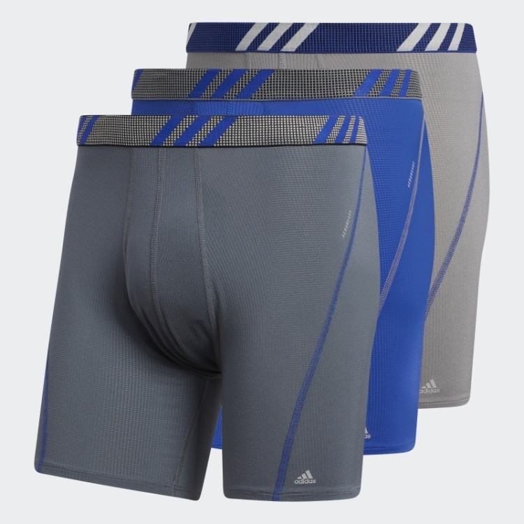 Cuecas Boxer De Malha De Desempenho 3 Pares Adidas Cinza Médio