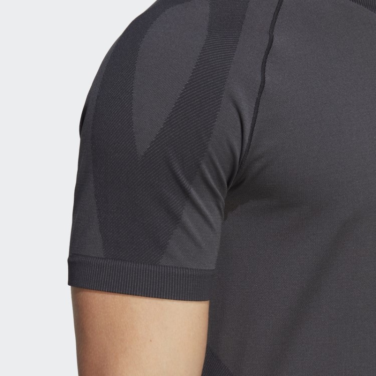 Camiseta Preta Adidas Primeknit Yoga Sem Costura Fashion