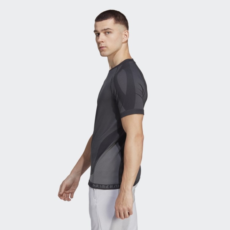 Adidas Primeknit Camiseta De Treinamento De Ioga Sem Costura Moda Preta