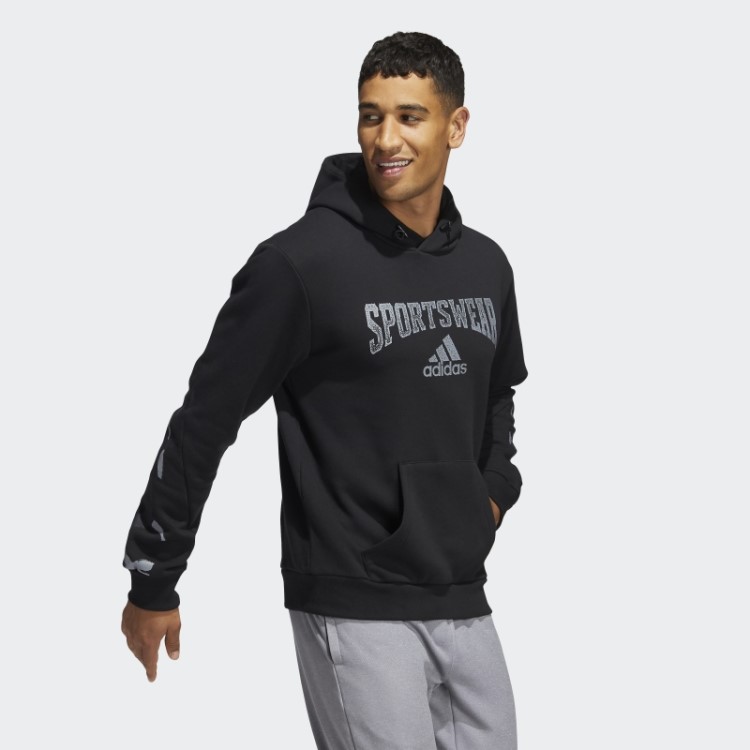 Moletom Com Capuz Gráfico Reverso Retrô Future Icons Preto Da Adidas