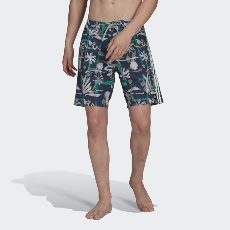 Bermuda Tecnológica De Praia Floral Sazonal Adidas Azul Marinho