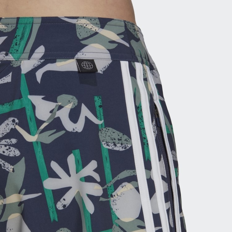 Bermuda Tecnológica De Praia Floral Sazonal Adidas Azul Marinho