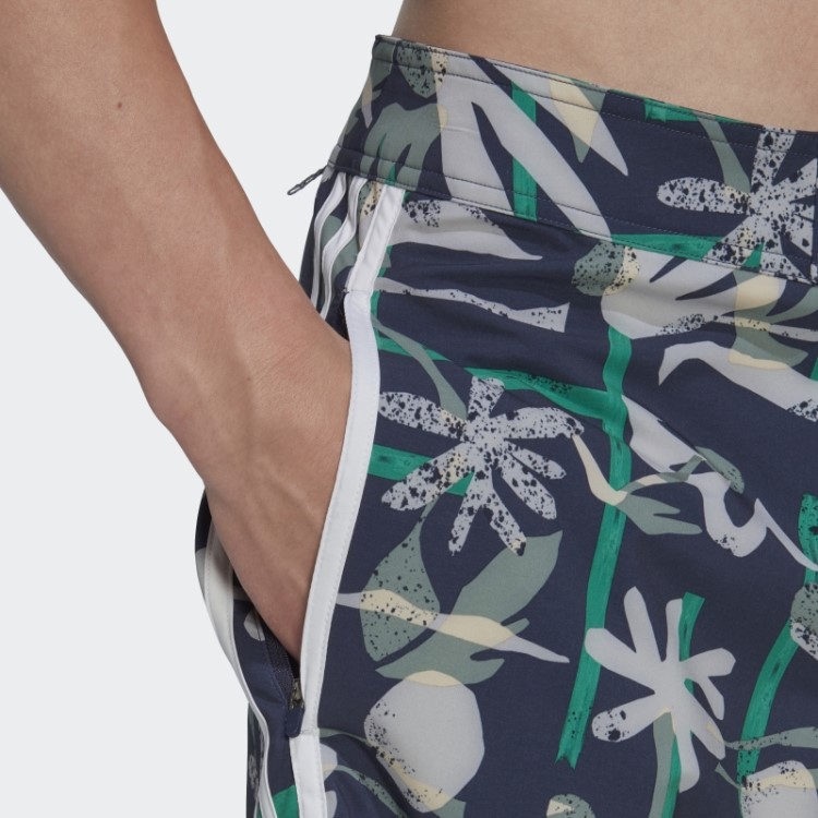 Bermuda Tecnológica De Praia Floral Sazonal Adidas Azul Marinho