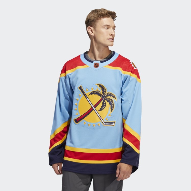 Panthers Autêntica Camisa Reversa Com Marca De Palavra Adidas Sky Blue 10