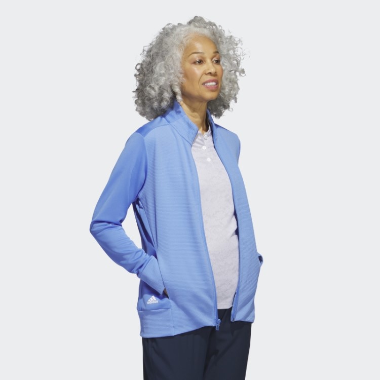 Jaqueta Texturizada Com Zíper Completo Azul Adidas