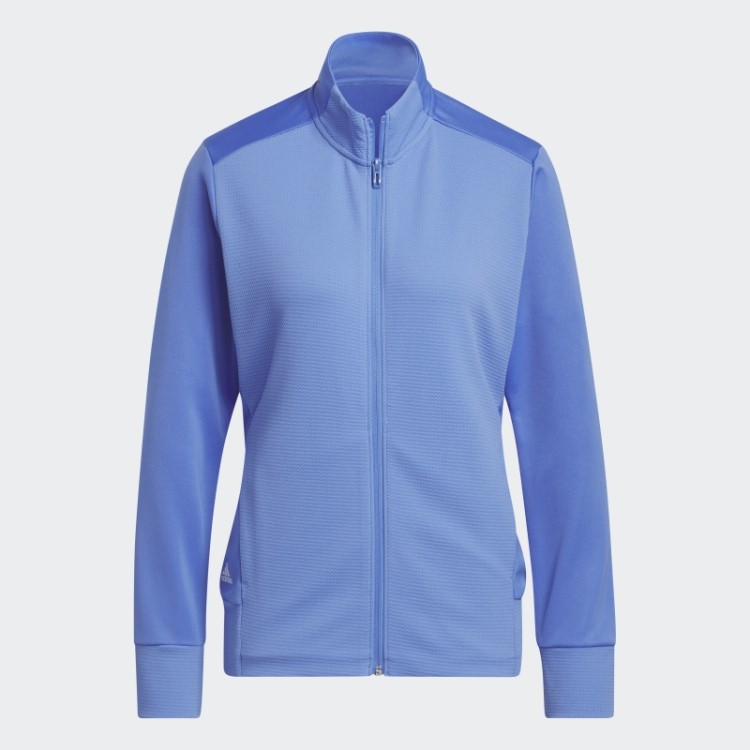 Jaqueta Texturizada Com Zíper Completo Azul Adidas