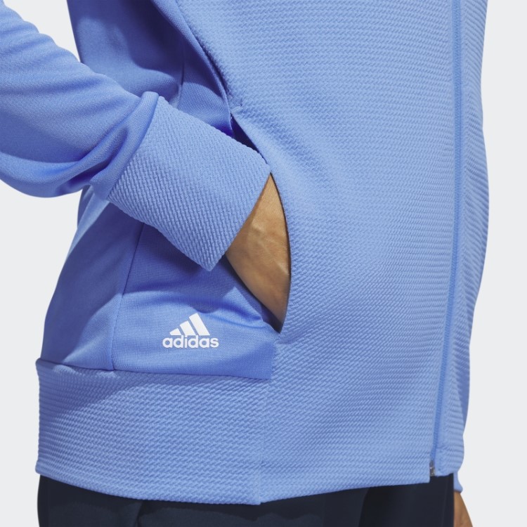 Jaqueta Texturizada Com Zíper Completo Azul Adidas