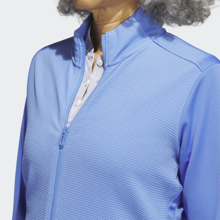 Jaqueta Texturizada Com Zíper Completo Azul Adidas