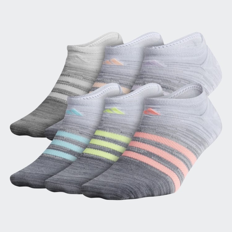 Meias Cinza Médio Adidas Superlite Tingidas Multi-espaço No-show 6 Pares