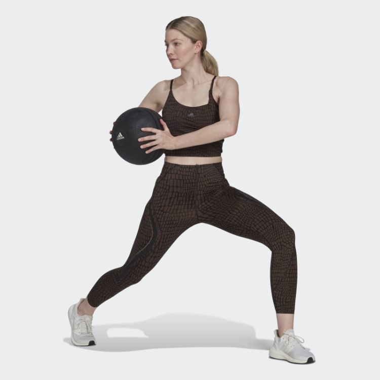 Leggings 7/8 De Treino Adidas Brown Tlrd Hiit Croco Luxe