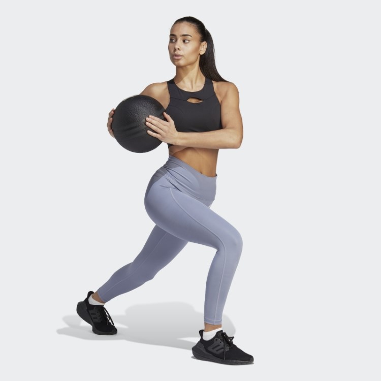 Legging Cintura Alta 7/8 Com Bolso Adidas Silver Violet Optime