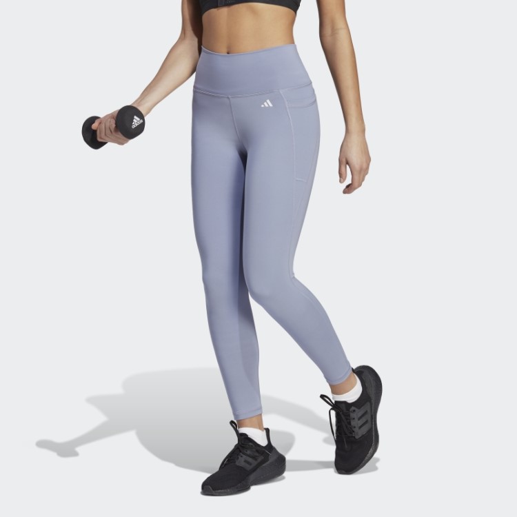 Legging Adidas Optime Stash Pocket Cintura Alta 7/8 Prata Violeta