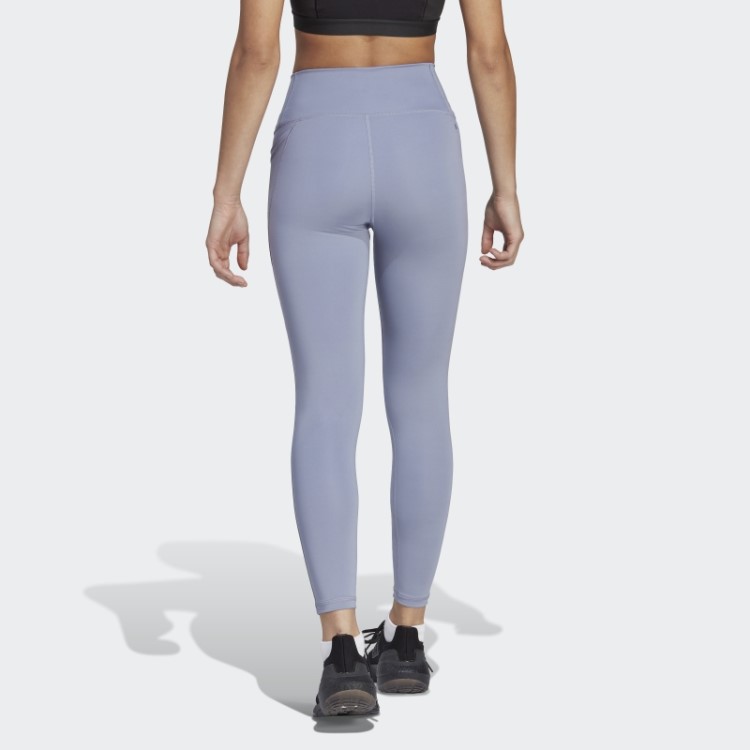 Legging Adidas Optime Stash Pocket Cintura Alta 7/8 Prata Violeta