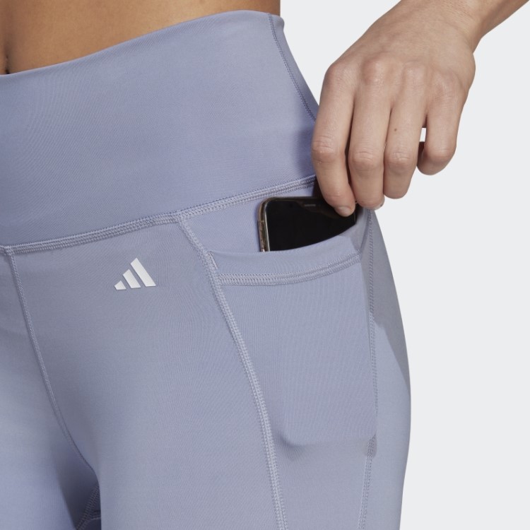 Legging Adidas Optime Stash Pocket Cintura Alta 7/8 Prata Violeta