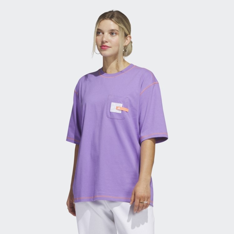Camiseta Com Bolso Para Namorado Com Declaração Esportiva Violeta Adidas