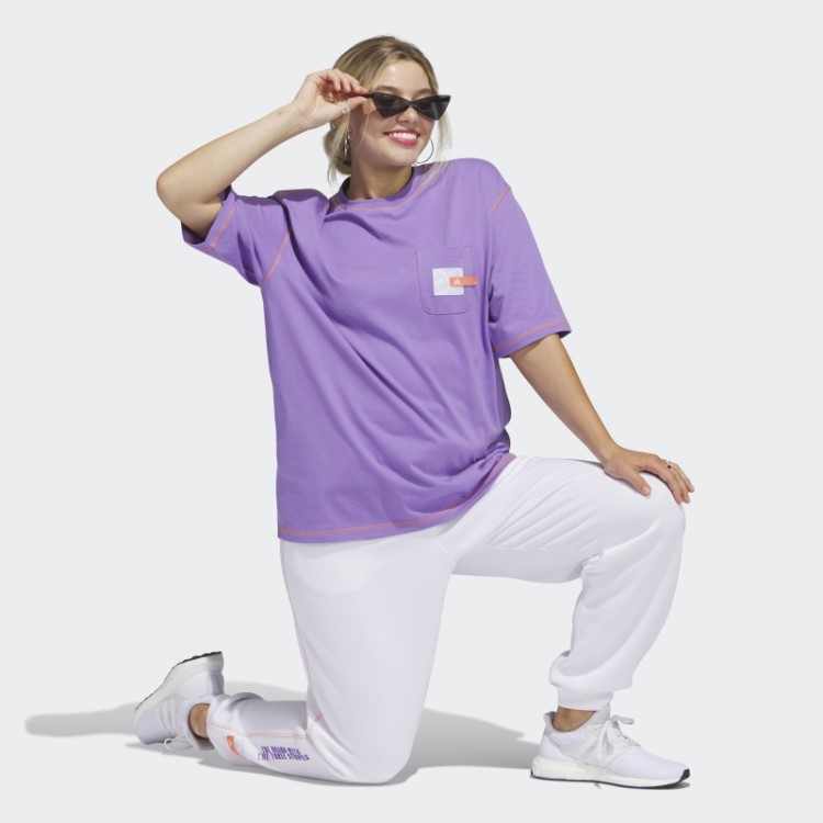 Camiseta Com Bolso Para Namorado Com Declaração Esportiva Violeta Adidas