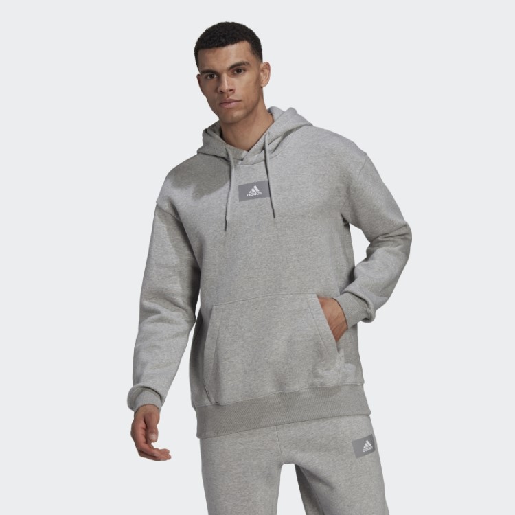 Essentials FeelVivid Moletom De Lã De Algodão Ombros Caídos Cinza Médio Adidas