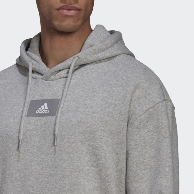 Essentials FeelVivid Moletom De Lã De Algodão Ombros Caídos Cinza Médio Adidas