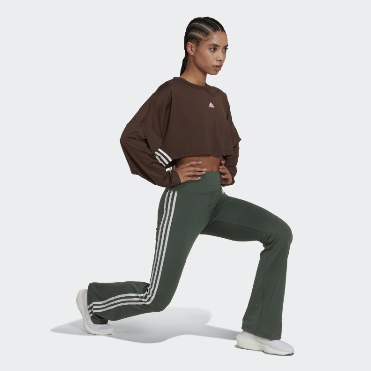 Adidas Moletom Oversized Leve Marrom Hyperglam Cut 3 Listras