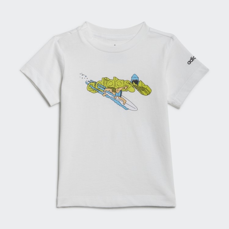 Camiseta De Praia Branca Adidas Estampada