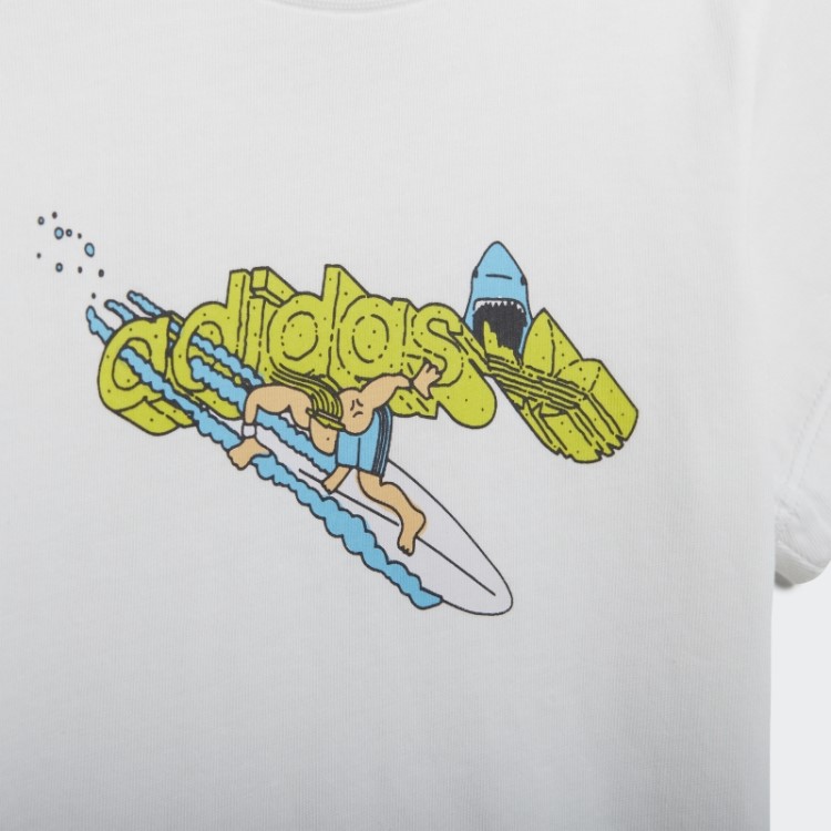 Camiseta De Praia Branca Adidas Estampada