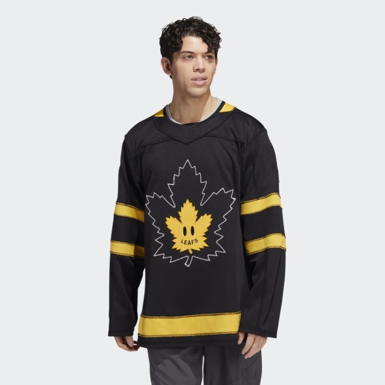 Preto Adidas Autêntico Reversível Toronto Maple Leafs X Draw House Camisa Alternativa Quente