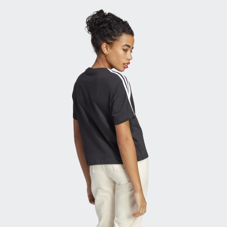 Adidas Essentials 3 Listras Top Cropped Branco Quente