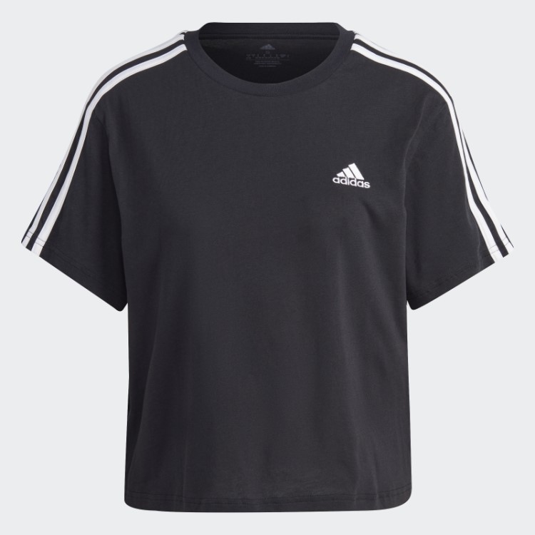 Adidas Essentials 3 Listras Top Cropped Branco Quente