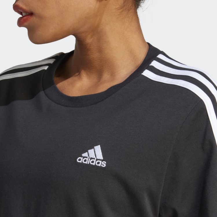 Adidas Essentials 3 Listras Top Cropped Branco Quente