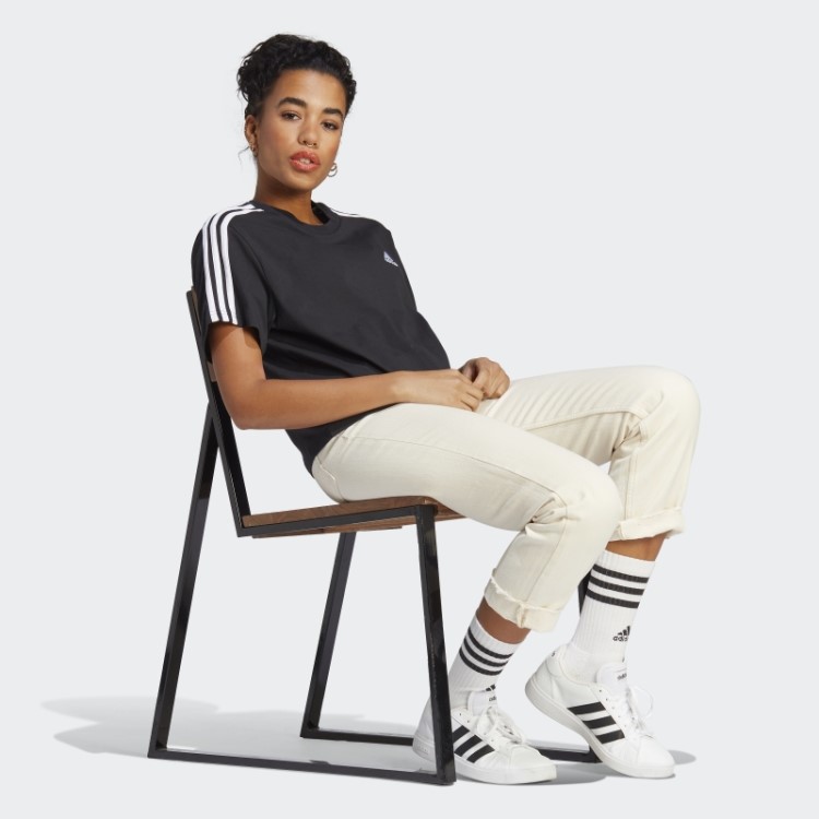 Adidas Essentials 3 Listras Top Cropped Branco Estiloso