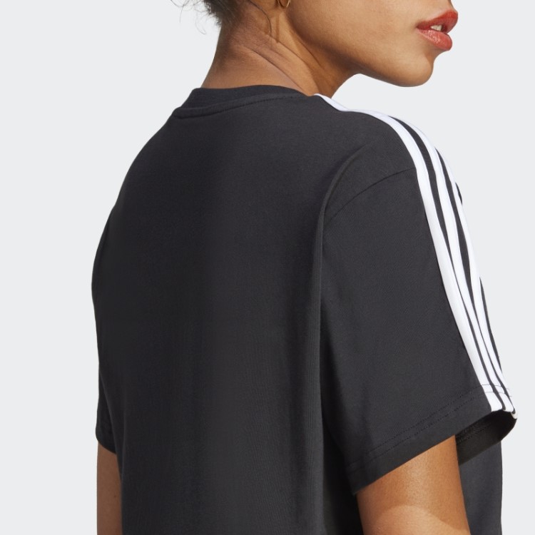 Essentials 3 Listras Cropped Jersey Simples Adidas Black
