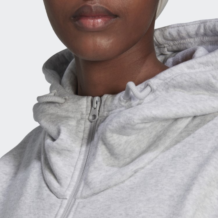 Adidas Moletom Cinza Claro Urze Studio Lounge Fleece Com Zíper