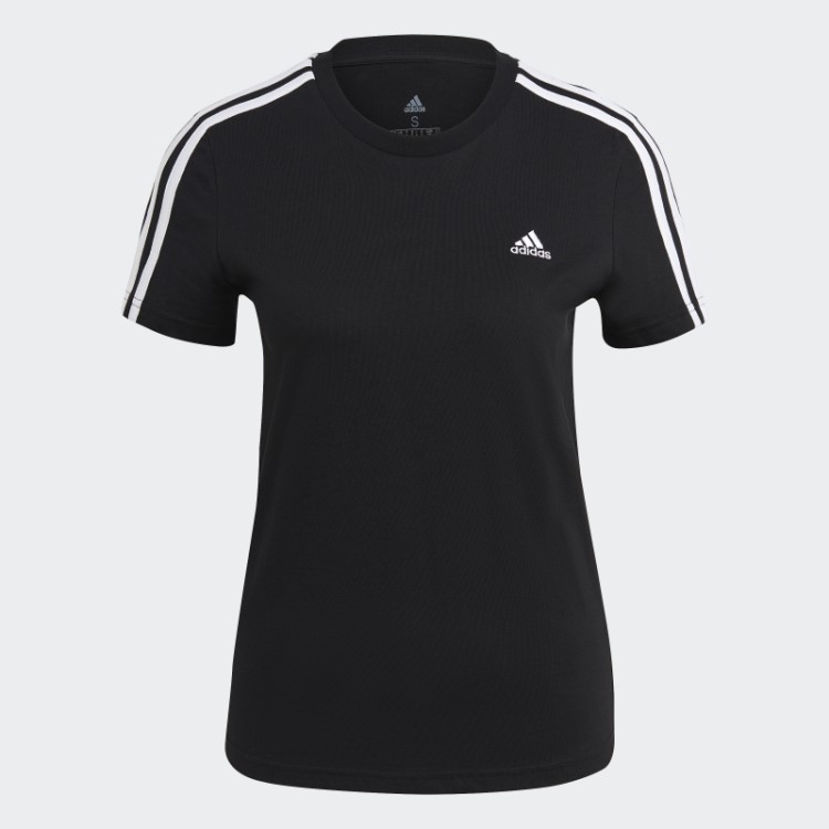 Camiseta Adidas Essentials Slim Com As Três Listras Preta Estilosa