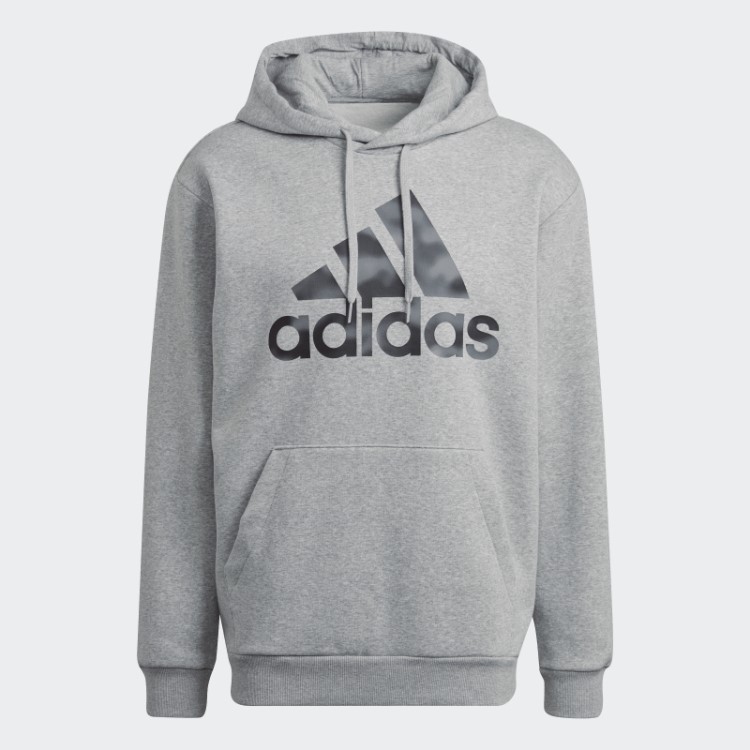 Moletom Com Capuz French Terry Com Estampa Camuflada Cinza Médio Adidas