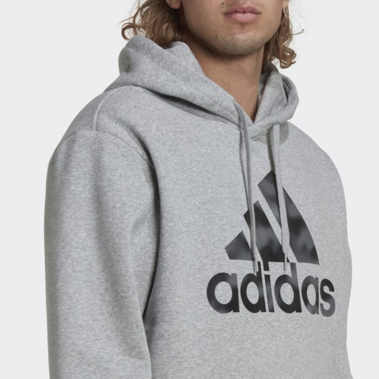 Moletom Com Capuz French Terry Com Estampa Camuflada Cinza Médio Adidas