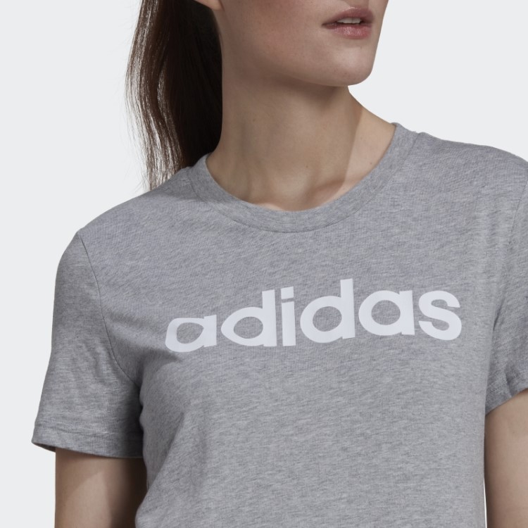 Essentials T-shirt Slim Com Logo Cinza Médio Adidas