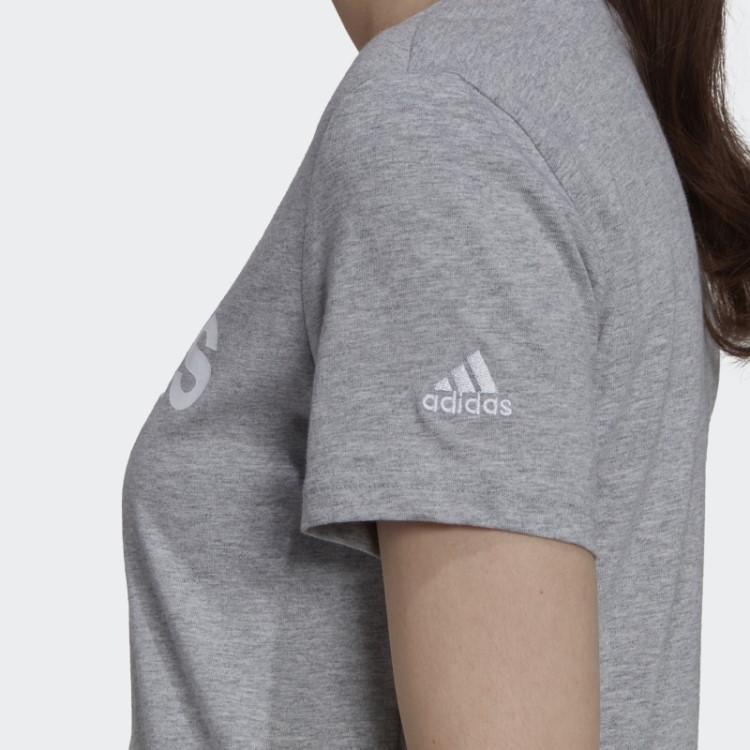 Essentials T-shirt Slim Com Logo Cinza Médio Adidas