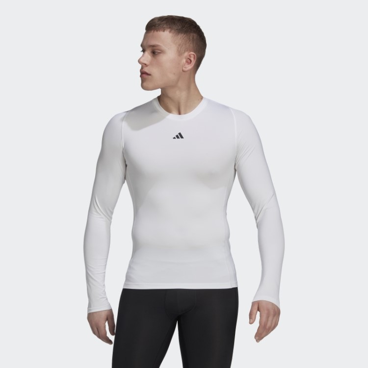 Top Branco De Manga Longa Para Treino Techfit Adidas