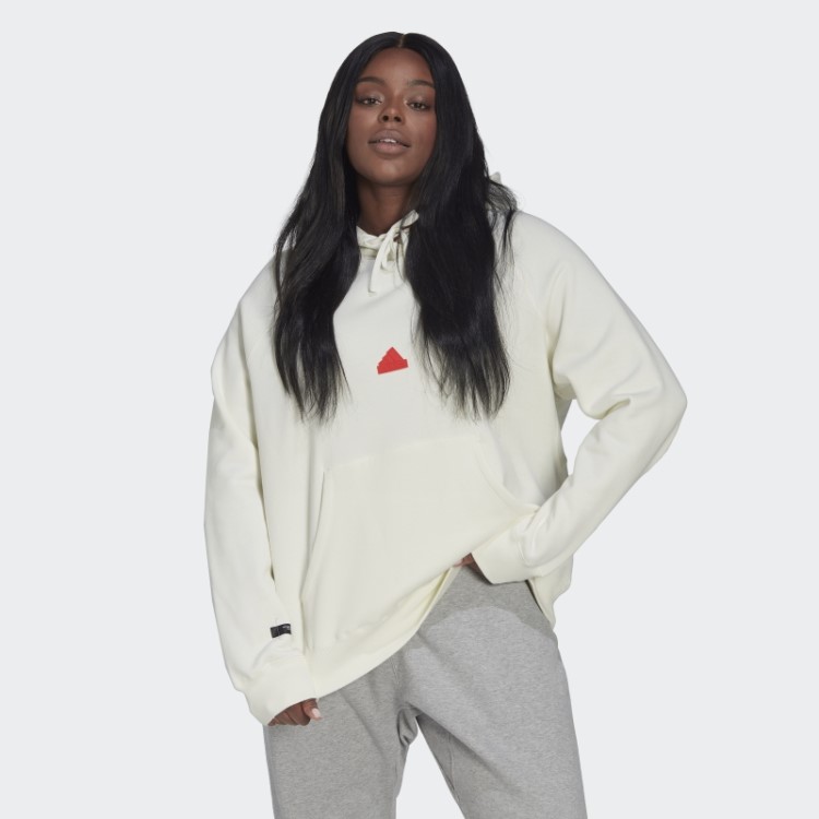 Moletom Oversized Com Capuz (plus Size) Branco Adidas