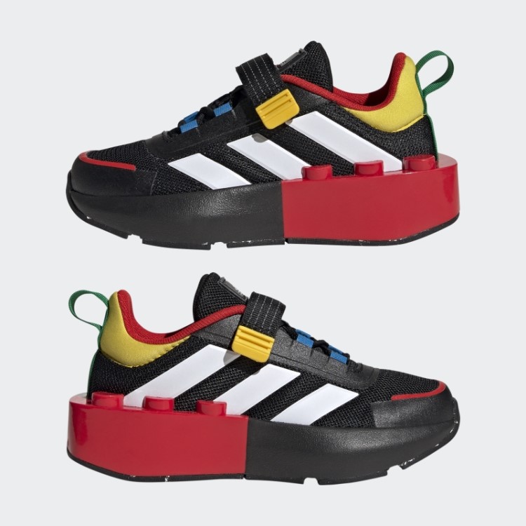 Adidas X Lego Tech Rnr Preto Cadarço Elástico E Sapatos De Tira Superior Fashion