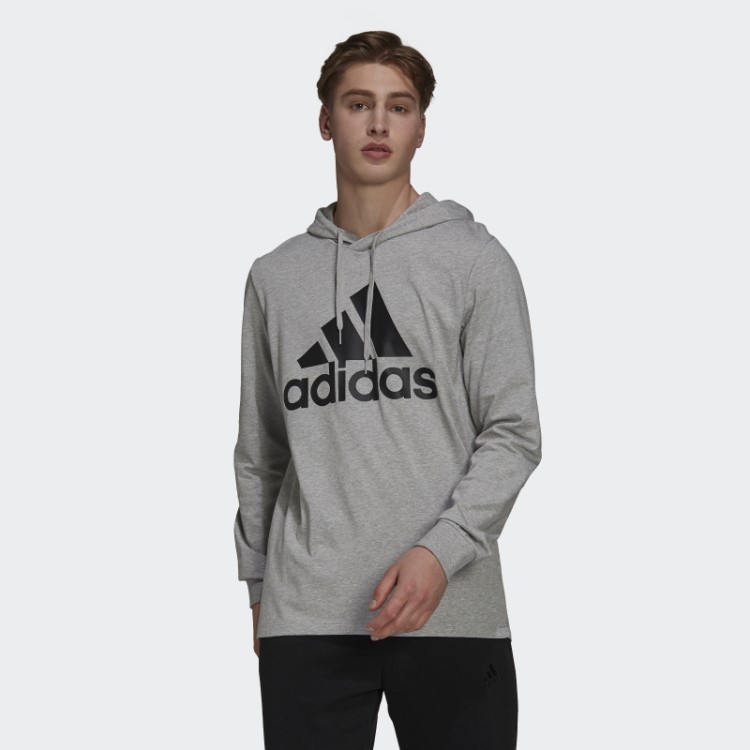 Moletom Adidas Essentials Com Logo Cinza Médio
