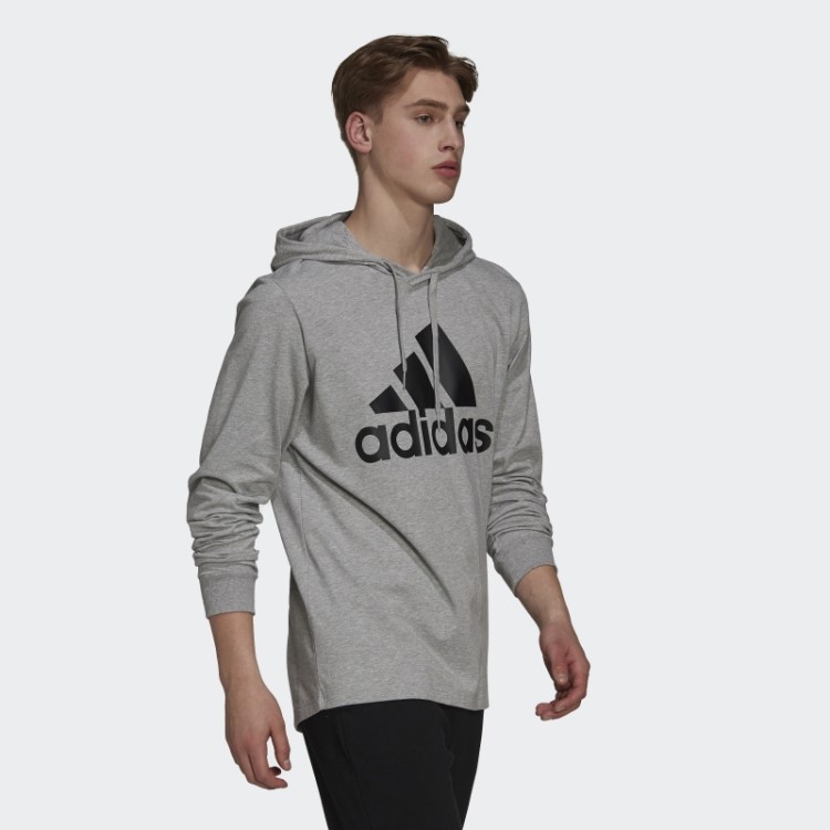 Moletom Adidas Essentials Com Logo Cinza Médio
